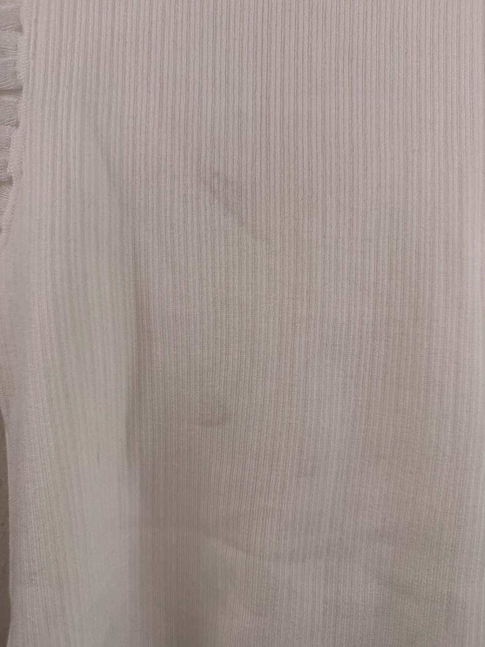 Commense Tank Top Size M White Ribbed Knit Ruffle Mock Neck - Picture 8 of 9